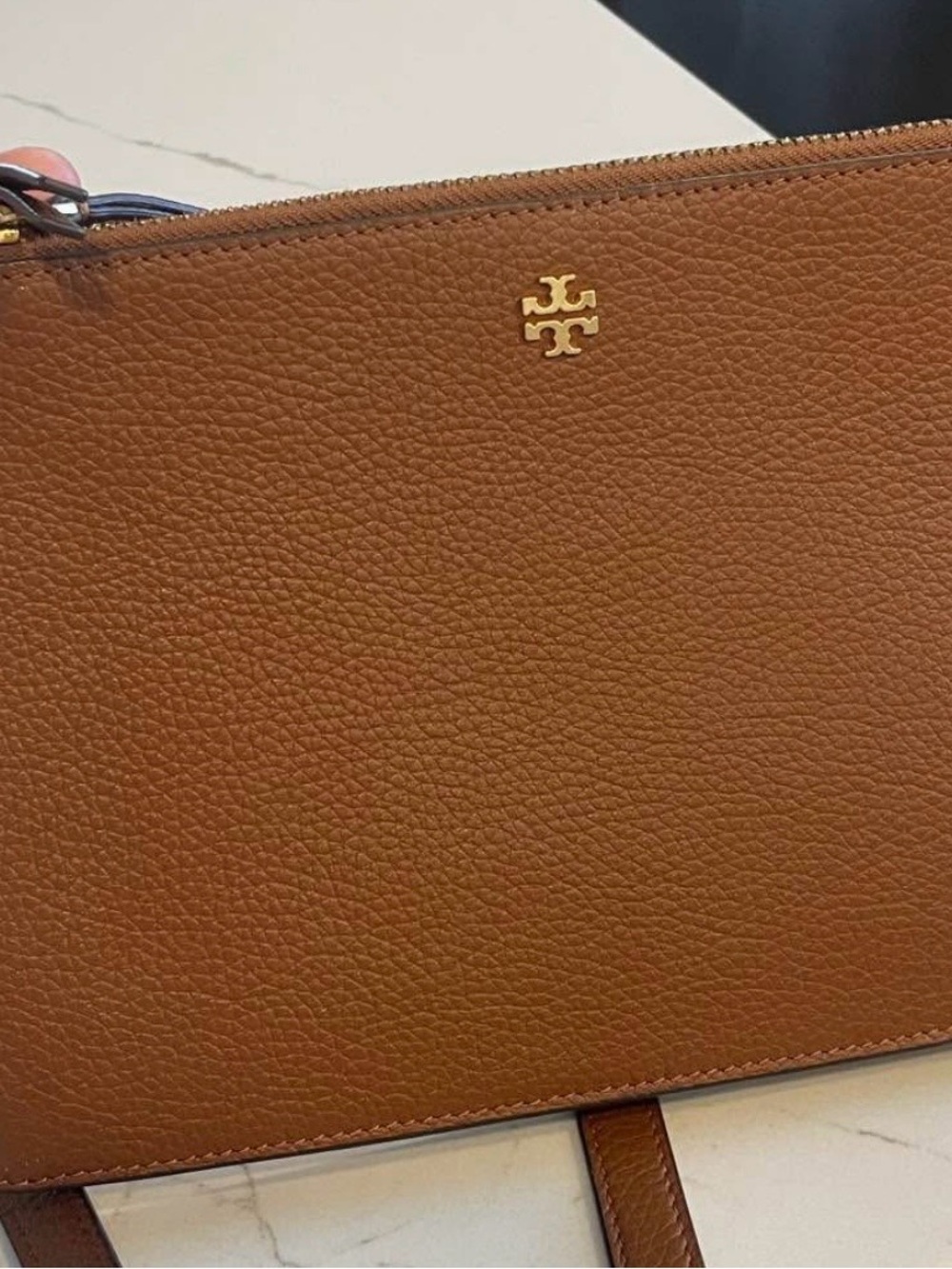 Tory Burch Chestnut Brown Pebbled Leather Tote
